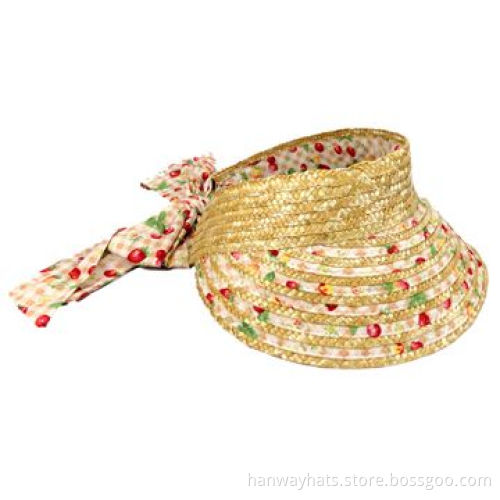 Fashionable Straw Sun Visor Cap with Bow at Center Back